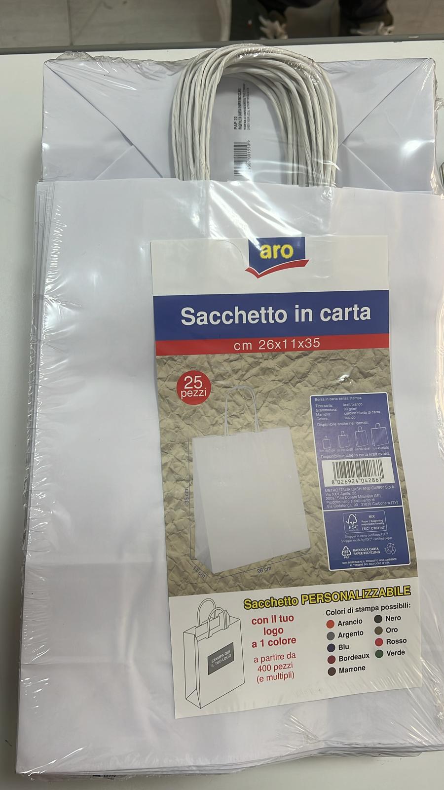 SACCHETTO IN CARTA CM 26*11*35  / 25 PEZZI